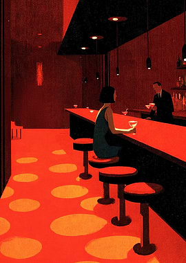 Retro Bar Scene with Couple