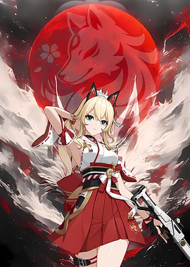 Anime Girl with Fox Ears and Gun
