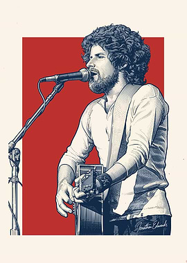 Musician Playing Guitar and Singing