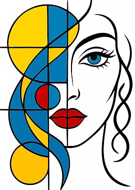 Abstract Portrait with Geometric Shapes