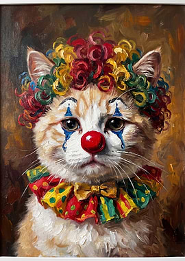 Sad Clown Cat Painting