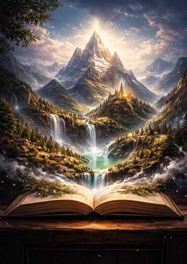 Fantasy Landscape Emerging from a Book