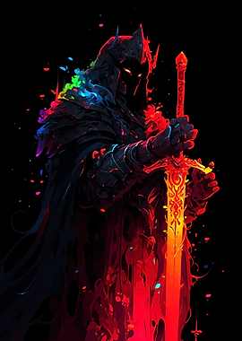 Dark Knight with Fiery Sword