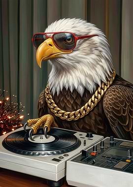 DJ Eagle with Sunglasses and Gold Chain