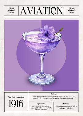 Vintage Aviation Cocktail – Classic 1916 New York Sky Blue