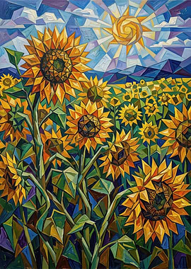 Vibrant Sunflower Field Under a Sunny Sky