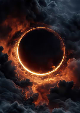 Fiery Ring in Dark Clouds