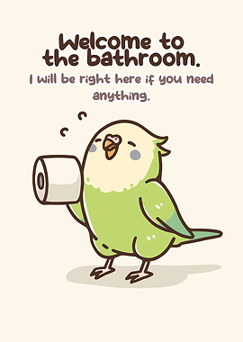 Cute Bird Holding Toilet Paper
