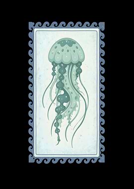 Jellyfish Stamp Illustration