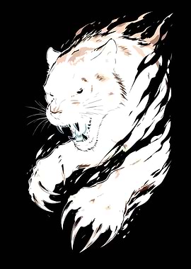 White Tiger with Fiery Mane