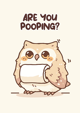 Cute Owl Holding Toilet Paper