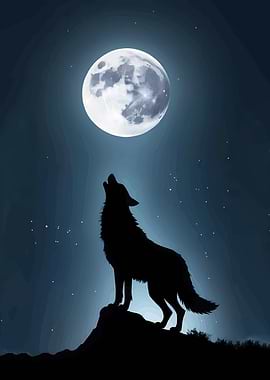 Wolf howling at the moon