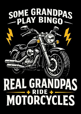 Grandpa Motorcycle Poster, Funny Biker Grandpa Wall Art, Vintage Bike Quote Print