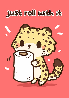 Cute Cheetah with Toilet Paper