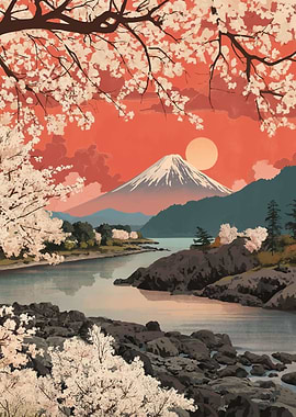 Mount Fuji with Cherry Blossoms