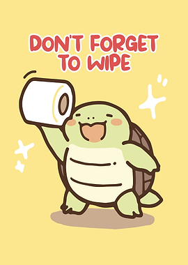 Cute Turtle Holding Toilet Paper