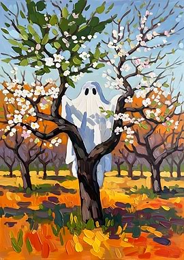 Ghost in a blooming orchard