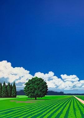 Vibrant Landscape with Tree and Field