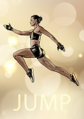Woman jumping with the word JUMP