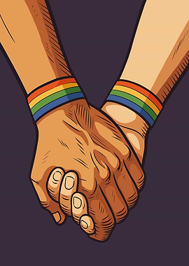 Holding Hands with Rainbow Bracelets