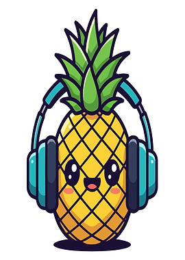 Cute Pineapple Wearing Headphones