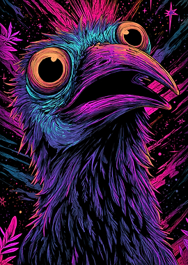 Psychedelic Bird Portrait