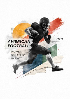 American Football Player in Action Retro Collage