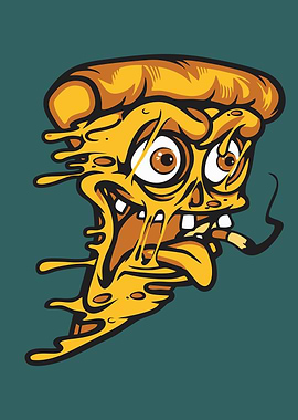 Crazy Pizza Character Smoking