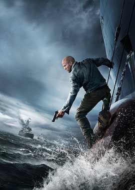 Jason Statham on a ship in the sea