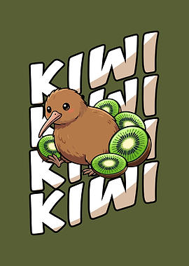 Cute Kiwi Bird with Kiwis