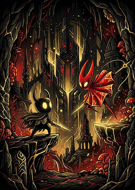 Hollow Knight Characters in Cave Battle