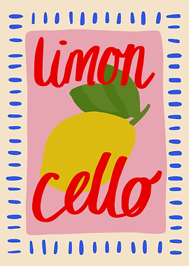 Limoncello Poster, Vintage Lemon Wall Art, Playful Citrus Typography Print