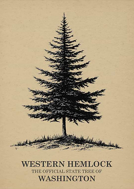 Western Hemlock State Tree of Washington Poster