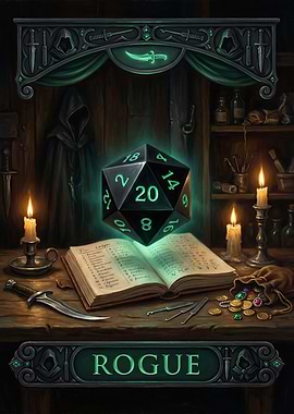 Rogue D20 Dice and Dagger