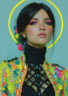 Woman with Glitter and Flowers