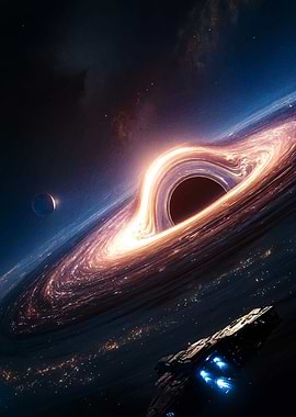 Black Hole with Accretion Disk and Spaceship