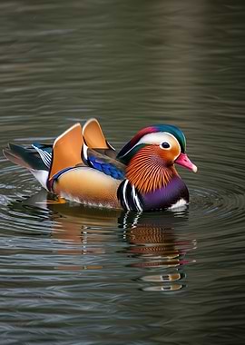 Mandarin Duck Swimming