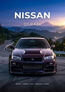 Nissan GT-R R34 in Japan poster
