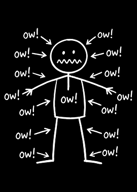 Overwhelmed Stick Figure Poster, Funny Burnout Wall Art, Minimal Doodle Stress Print