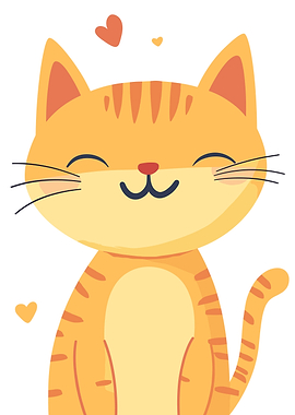 Cute Orange Tabby Cat with Hearts