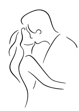 Couple Kissing Line Art