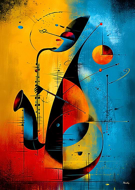 Jazz Saxophonist Abstract Metal Poster