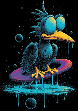 Cosmic Bird with Dripping Beak