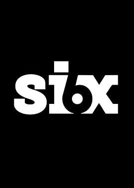 White 'six' logo on black background