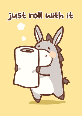 Cute Donkey Holding Toilet Paper