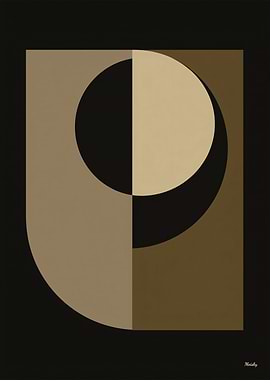 Dual Eclipse Geometry – Art Deco Minimal Poster