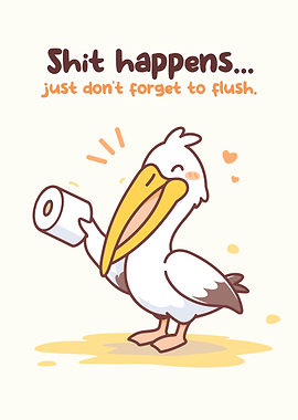 Cute Pelican with Toilet Paper