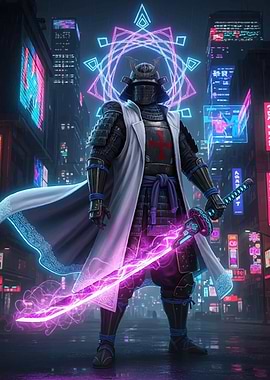 Cyberpunk Samurai with Electric Katana