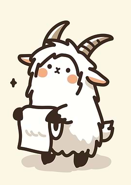 Cute Goat Holding a Scroll