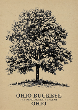 Ohio Buckeye State Tree Illustration